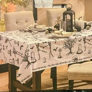 Tahari Home Halloween Tablecloth Dancing Skeletons 60” X 104” Oblong 100% Cotton